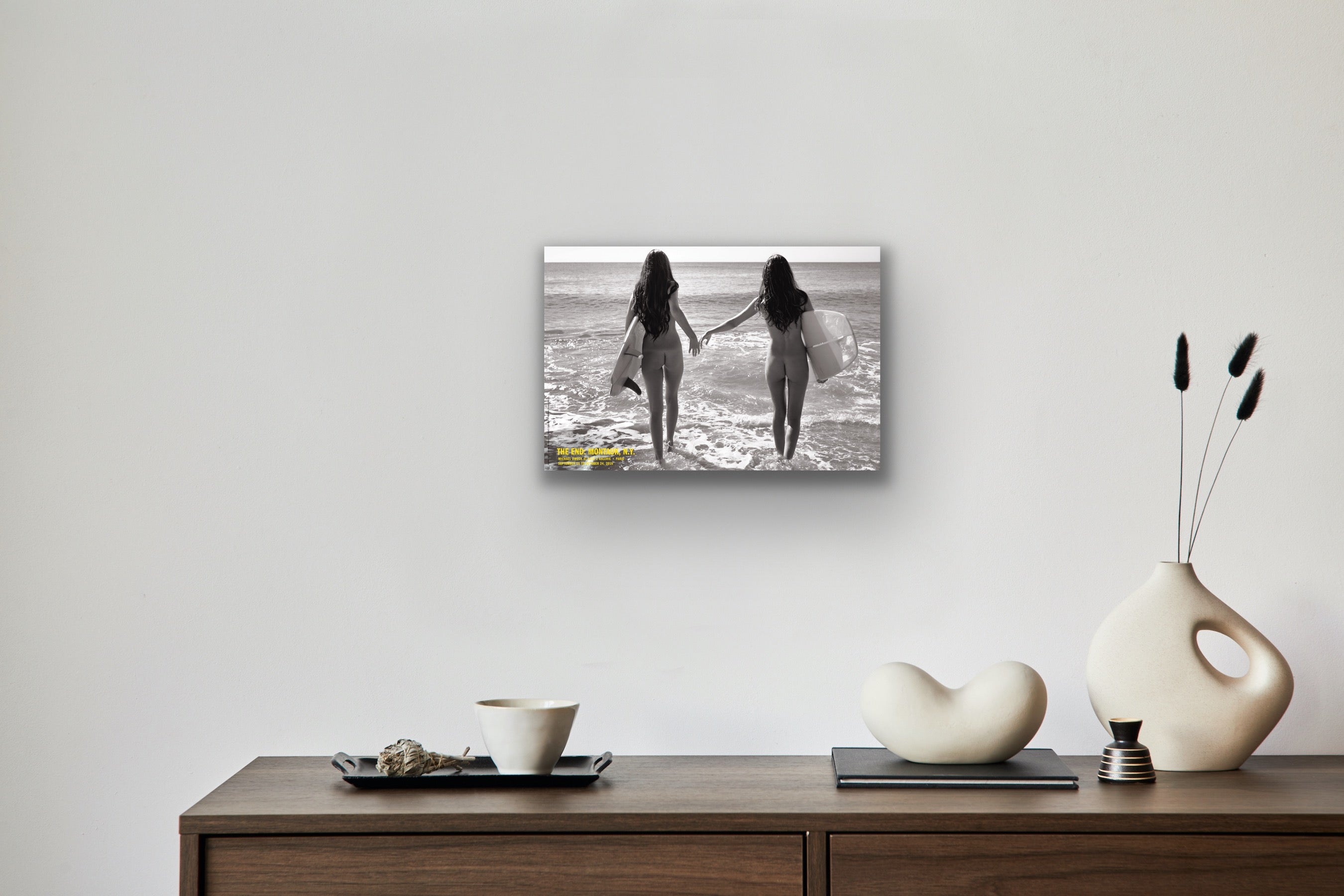 The End: Montauk, N.Y. 'Getting Wet b&w' Exhibition Poster